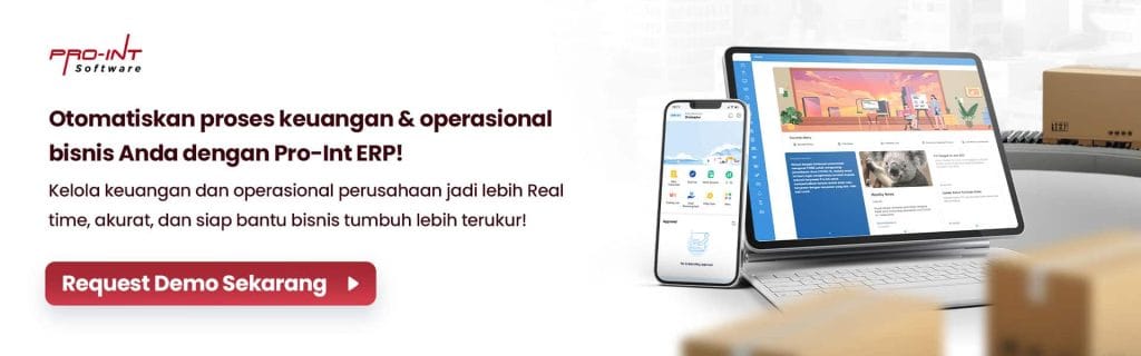 Automated financial and operational processes using Pro Int ERP software displayed on a laptop and smartphone for business management